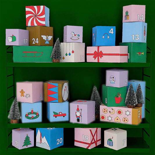 DIY-Adventskalender mit 24 Boxen in modernem Design zum Befüllen – Gutschein-Werkstatt.