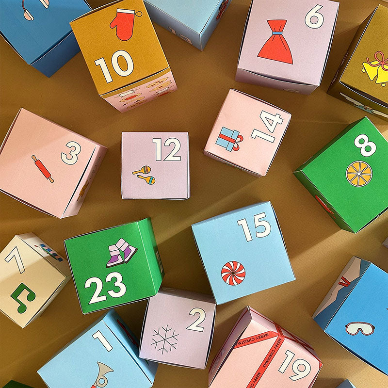Übersicht Adventskalender-Boxen in verschiedenen Größen zum Ausdrucken – Gutschein-Werkstatt.
