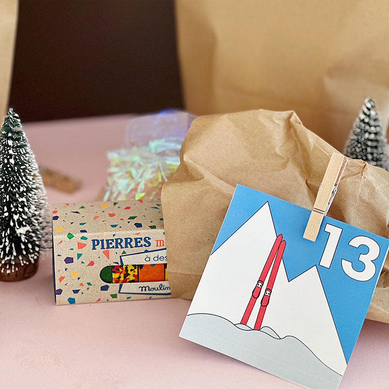 DIY-Adventskalender Anhänger mit Skimotiv – Vorlage zum Ausdrucken und Befestigen von Gutschein-Werkstatt