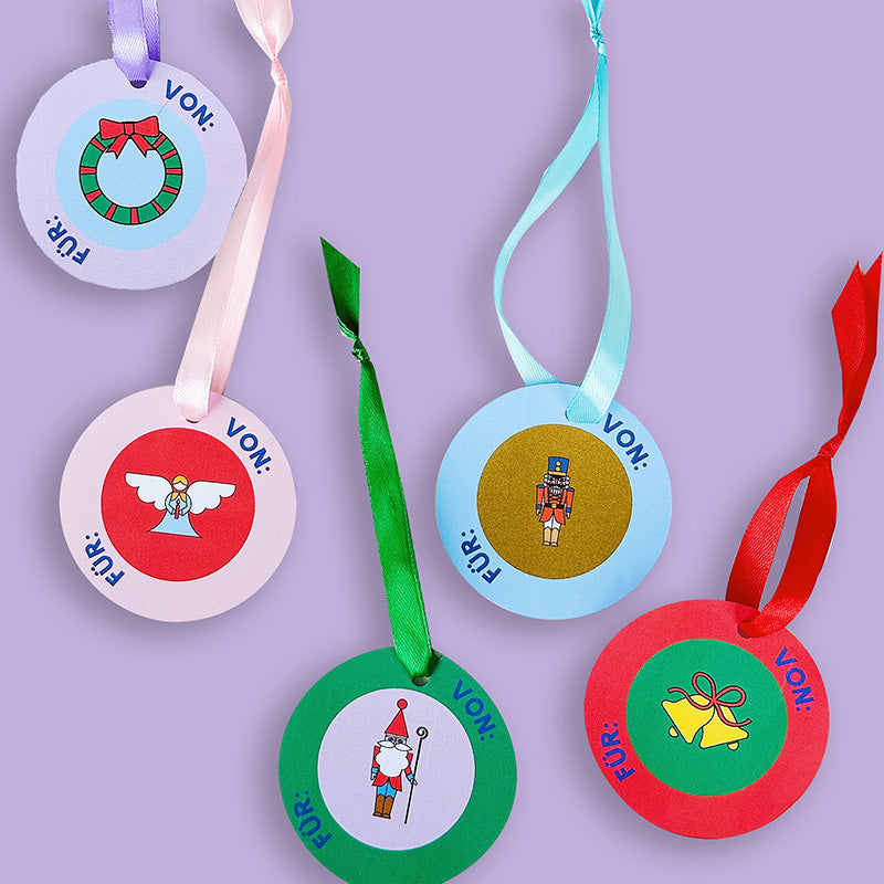 Geschenkanhänger Weihnachten mit 5 Motiven – Bastelvorlage zum Ausschneiden & Verzieren – Gutschein-Werkstatt