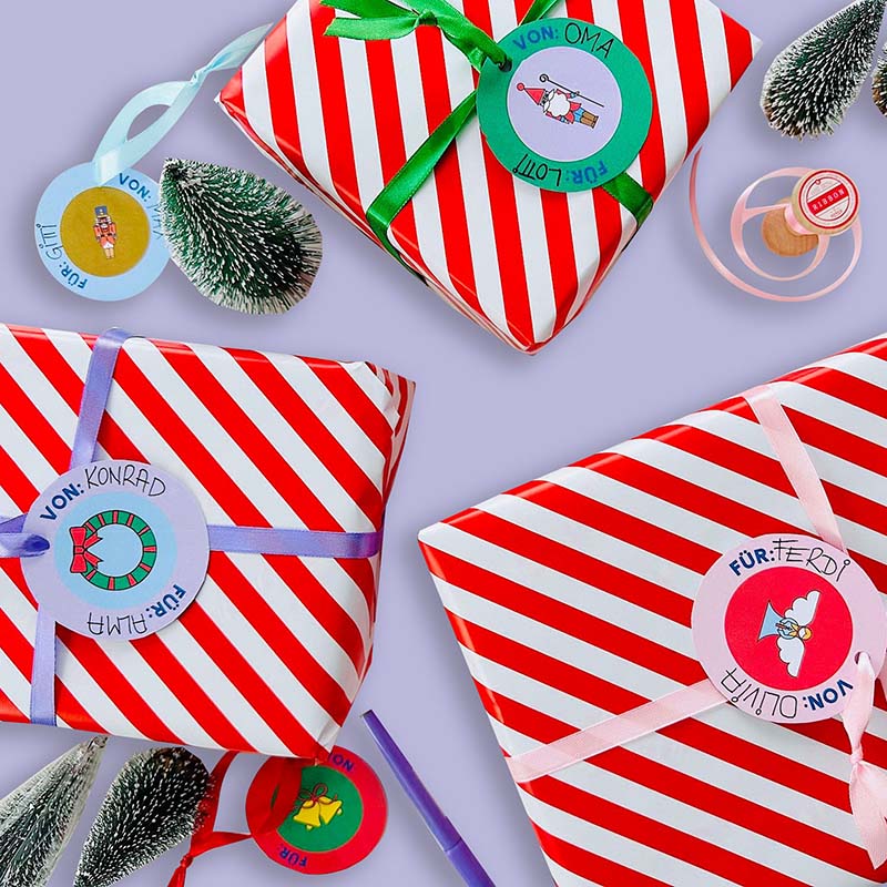 DIY Geschenkanhänger Weihnachten – runde Anhänger mit Motiven zum Ausdrucken & Verzieren – Gutschein-Werkstatt