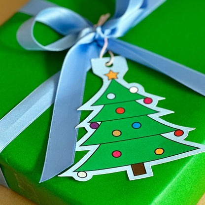 Detailansicht Geschenkanhänger Weihnachtsmotiv Christbaum – DIY-Druckvorlage mit festlichen Motiven zum Ausdrucken & Verzieren – Gutschein-Werkstatt