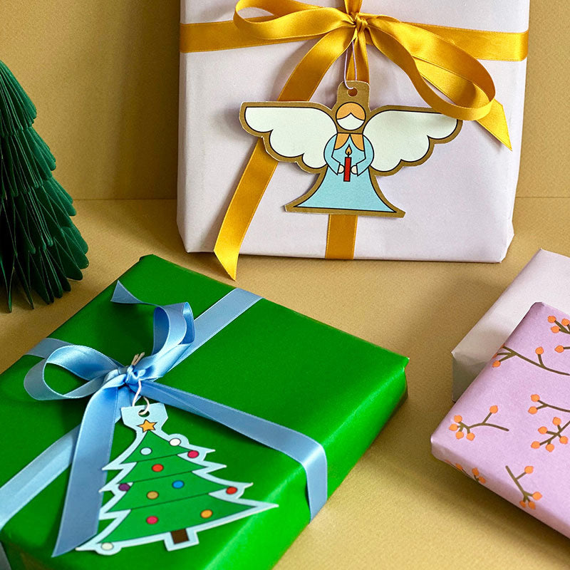 Detailansicht Geschenkanhänger Christkind und Weihnachtsbaum - Gutschein-Werkstatt