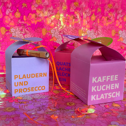 DIY Geschenkbox „Plaudern und Prosecco“ als kreative Geschenkidee mit Inhalt und Dekoration