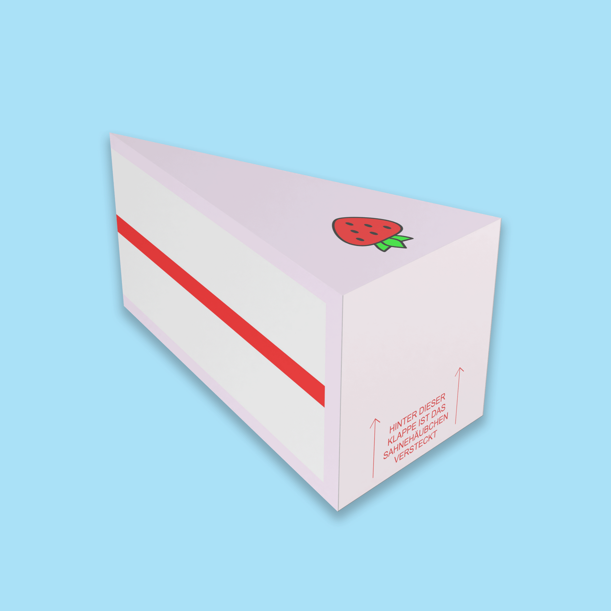 DIY Geschenkbox„Erdbeerkuchen“ mit Klappe zum Öffnen – liebevoll gestaltete Bastelvorlage im Kuchendesign zum Ausdrucken, Falten & Befüllen.