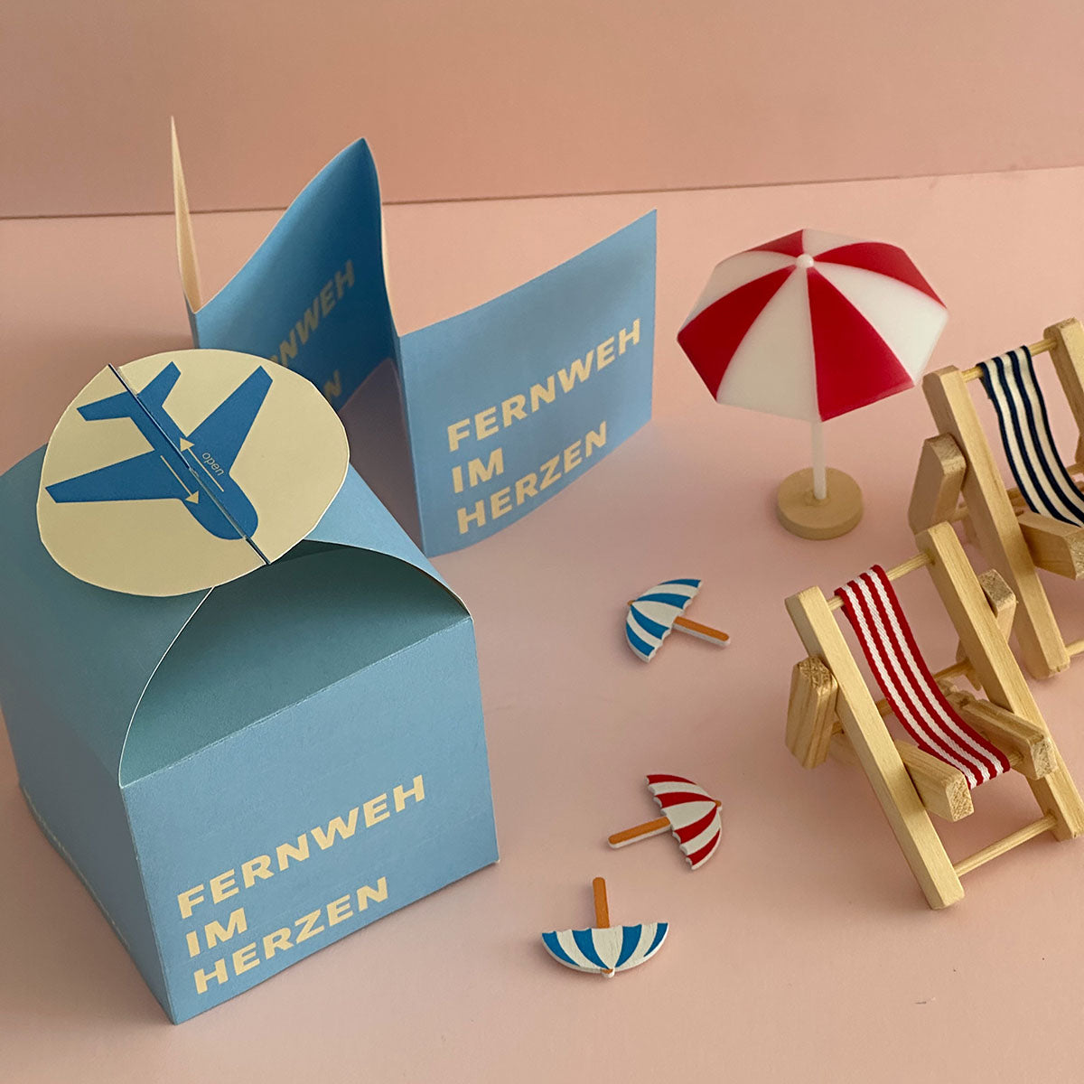 Kreative DIY Reise-Geschenkbox „Fernweh im Herzen“ – PDF Bastelvorlage als originelle Verpackung für Gutscheine & Geldgeschenke