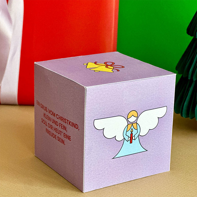 DIY Geschenkbox Weihnachten, Motiv “Christkind” – PDF Druckvorlage zum Ausdrucken und Basteln für Gutscheine