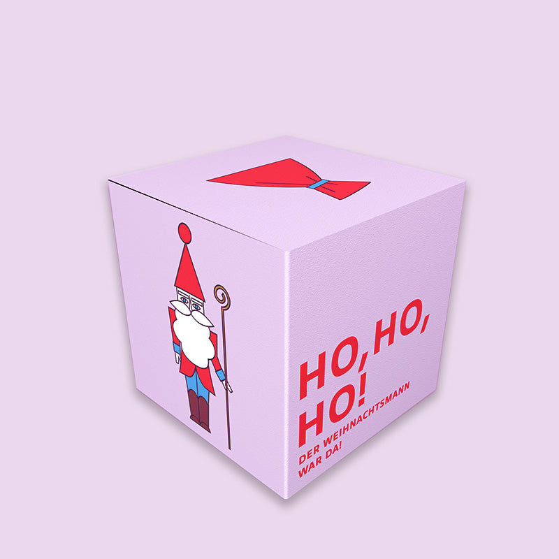 DIY Geschenkbox Weihnachten, Motiv “Ho Ho Ho” – PDF Druckvorlage zum Ausdrucken und Basteln für Gutscheine und Wichtelgeschenke