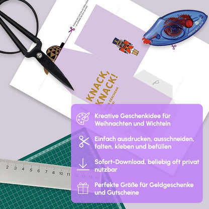 PDF Gutscheinbox Vorlage Nussknacker – Sofort-Download zum Drucken, Schneiden, Falten & Befüllen