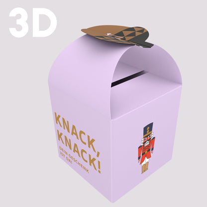 3D-Modell: DIY Geschenkbox „Nussknacker“ mit Tannenbaum-Verschluss – Bastelvorlage von Gutschein-Werkstat