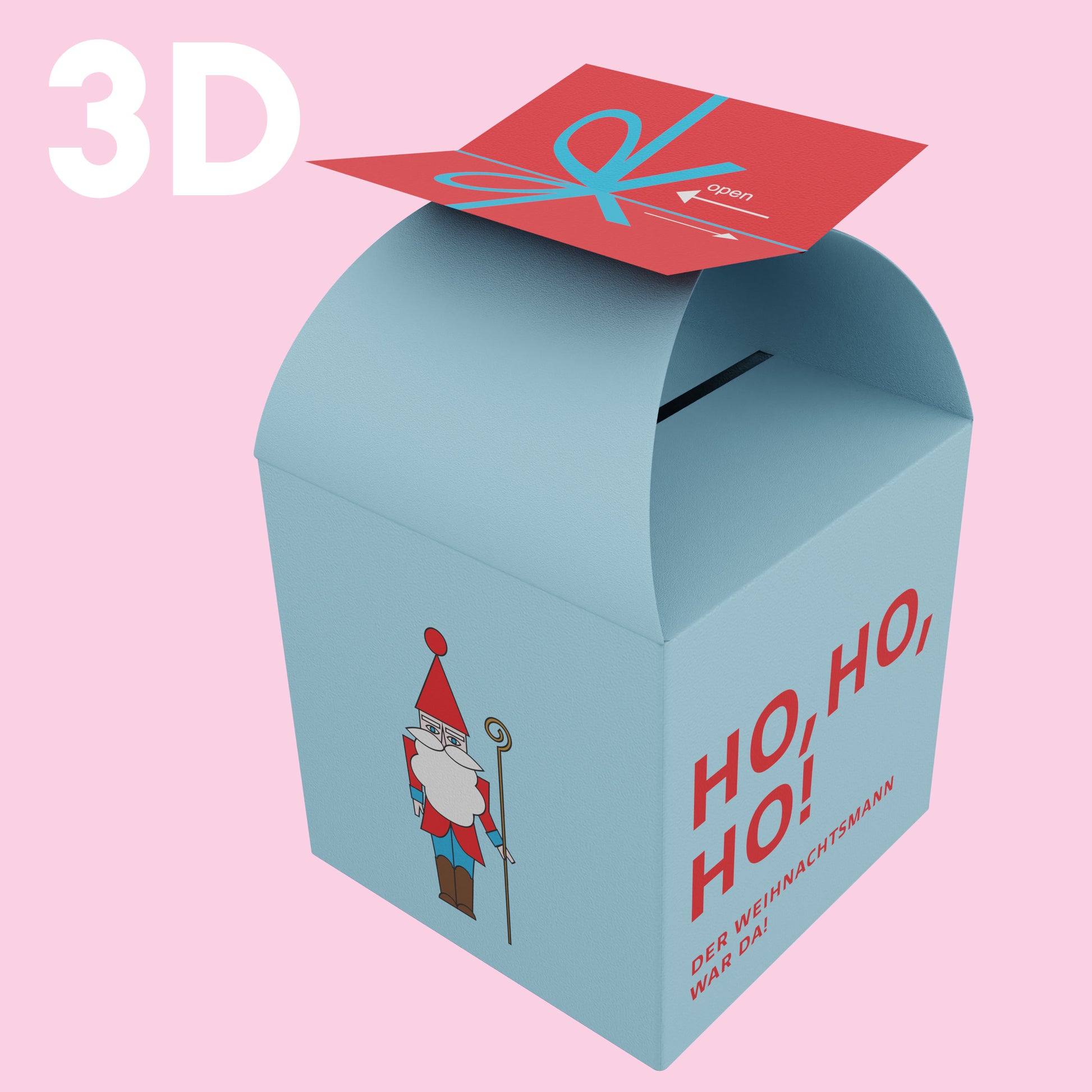 3D-Modell: DIY Geschenkbox „Santa“ mit Geschenk-Verschluss – Bastelvorlage von Gutschein-Werkstatt