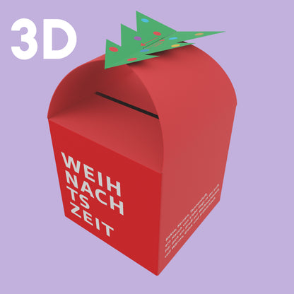 3D-Modell: DIY Geschenkbox „Weihnachtszeit“ mit Tannenbaum-Verschluss –Bastelvorlage von Gutschein-Werkstatt
