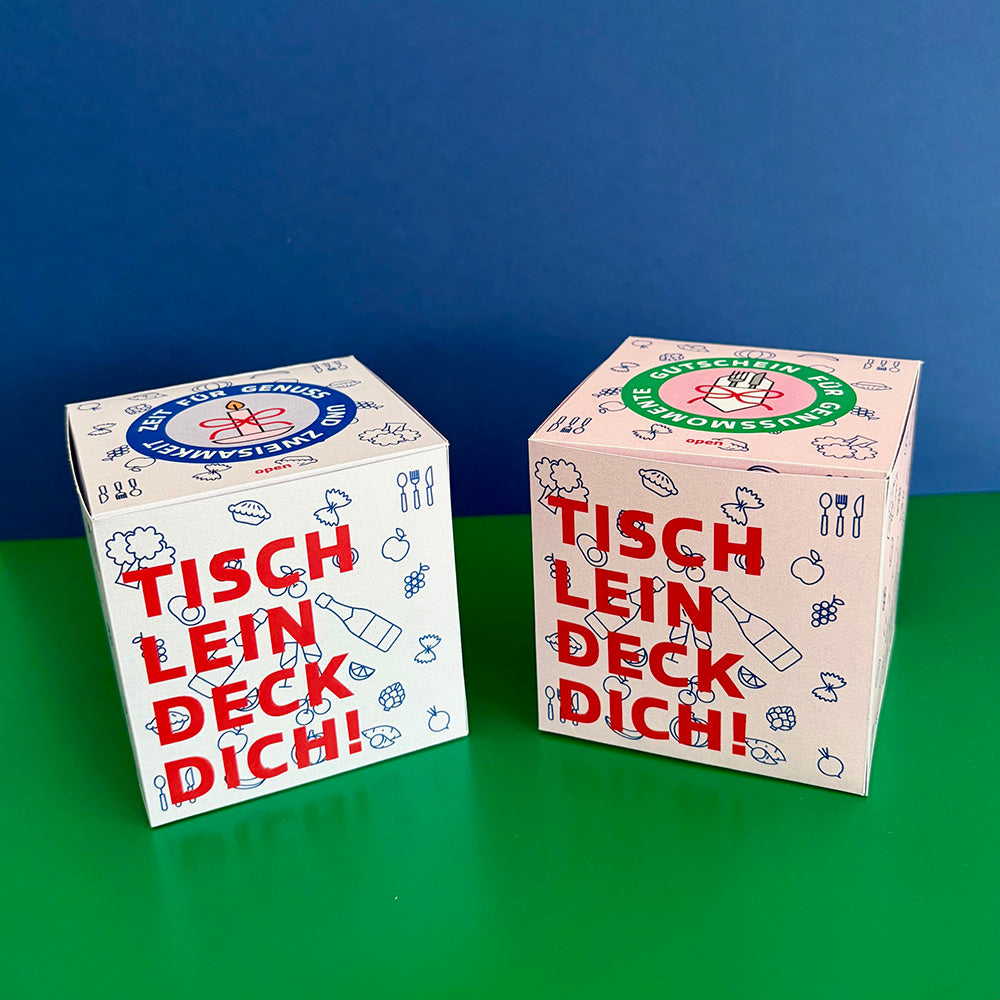 Moderner Restaurant Gutschein als DIY Box zum Ausdrucken und Basteln – kreative Geschenkidee als digitaler Download.
