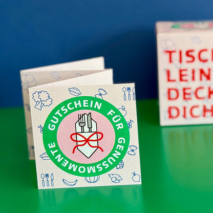Moderner Gutschein für ein Abendessen als DIY Geschenkbox – Printable PDF zum schnellen Basteln und Verschenken.
