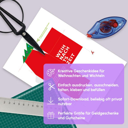 PDF Vorlage Weihnachtsbox mit Tannenbaum – einfach ausdrucken, ausschneiden, falten & verschenken