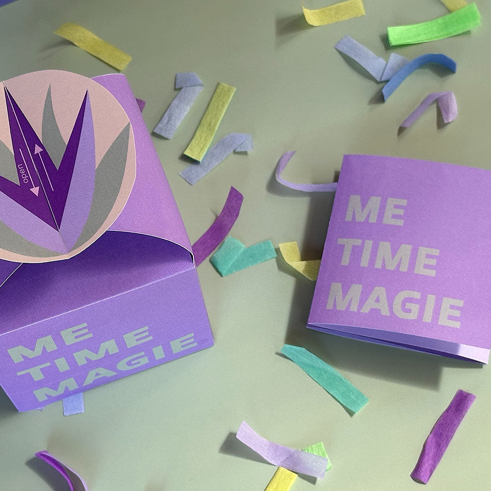 Wellness Gutschein zum Ausdrucken – Geschenkbox „Me Time Magie“ mit Karte als PDF