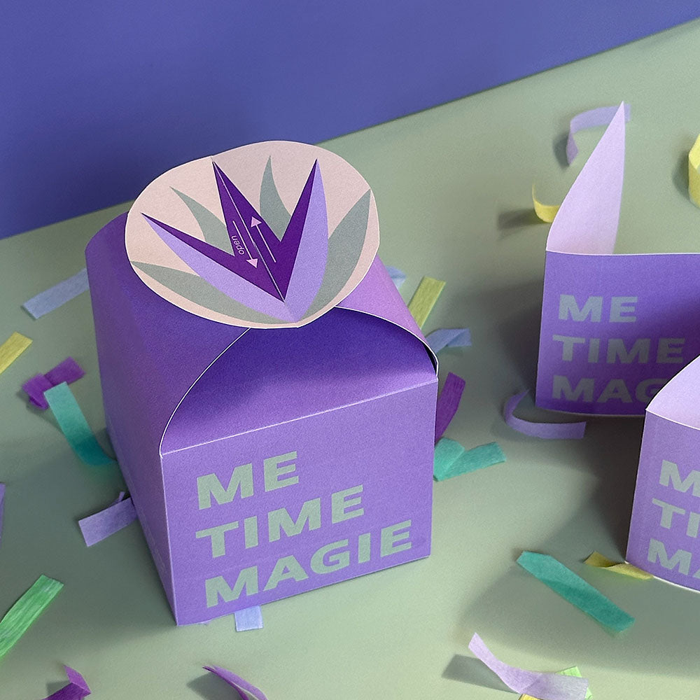 Wellness- und Spa-Gutschein Geschenkbox „Me Time Magie“ – Printable DIY Vorlage mit Karte